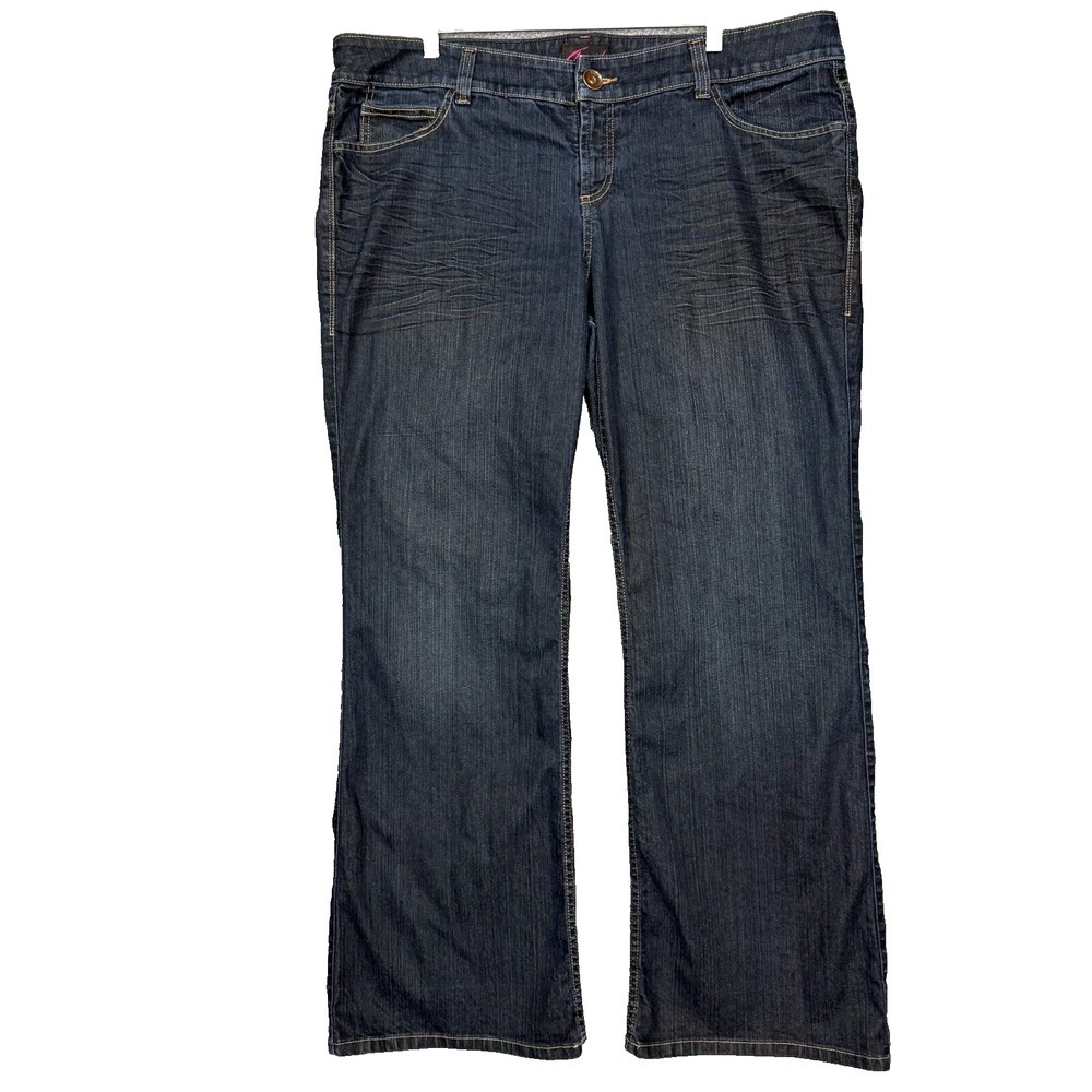 Torrid Jeans Womens 22 Blue Dark Wash Wide Leg High Rise Cotton Stretch Preppy